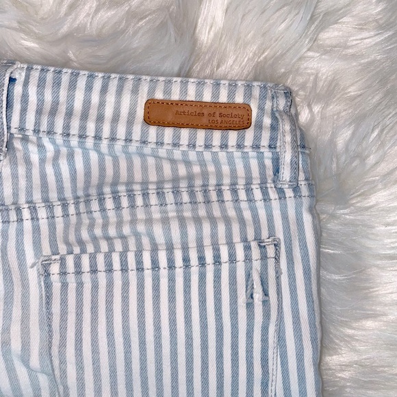 Articles of Society Blue and White Striped Skinny Jeans - Picture 3 of 8